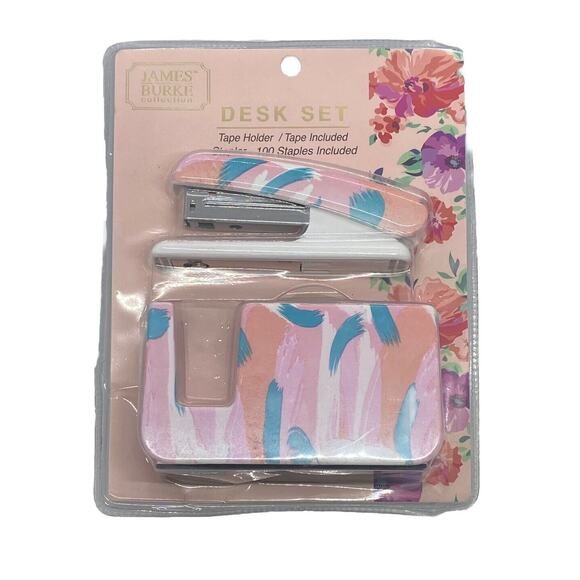 James Burke Collection Desk Accessory Set Stapler 100 Staples Tape Holder New - Picture 1 of 7